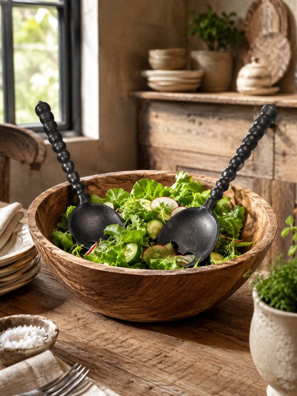 Unbranded Large Metal Salad Spoons Set of 2 Pre-Owned
